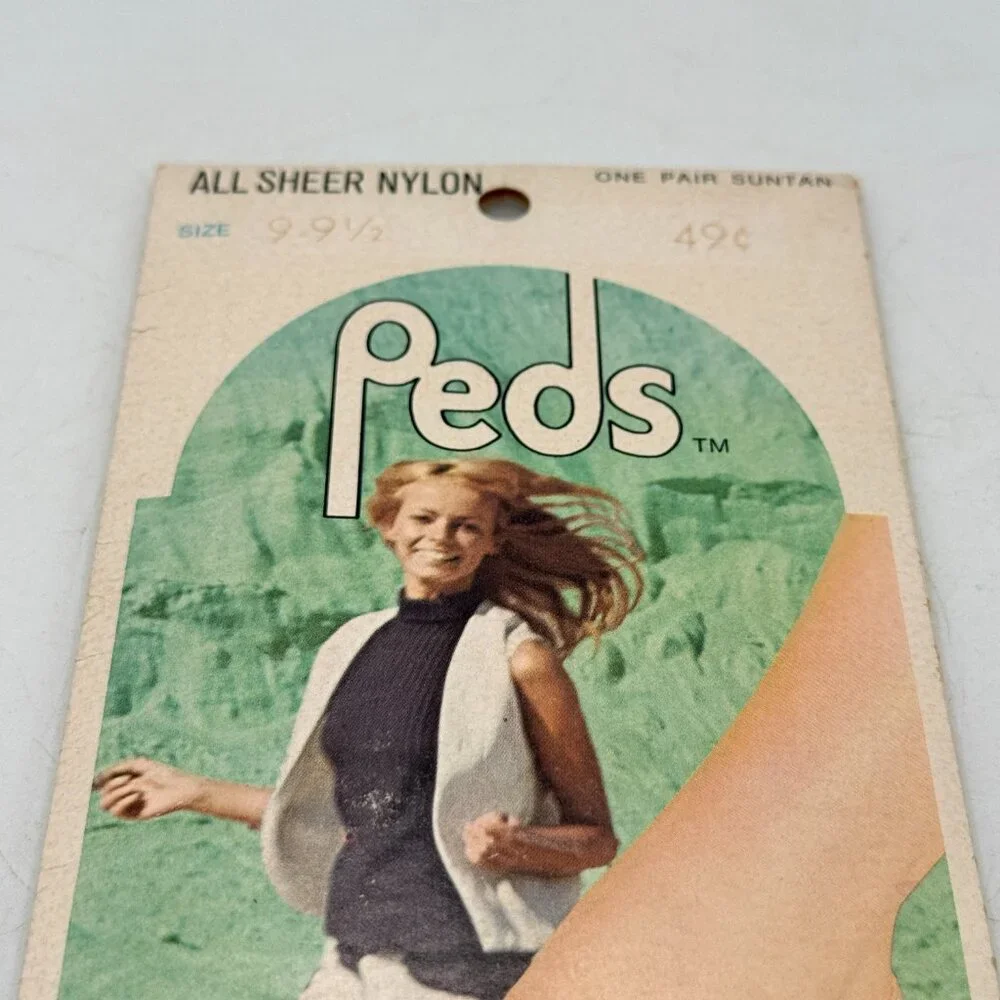 ✨ Vintage Peds Foot Cover All Sheer Nylon NOS | Suntan | Original Packaging ✨
